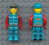 LEGO js027 Crewman with Dark Turquoise Vest and Pants, Red Arms